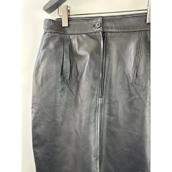 Saguaro Genuine Soft Leather Double Slit Buckle Skirt Black Women's Size 14 - Picture 6 of 16
